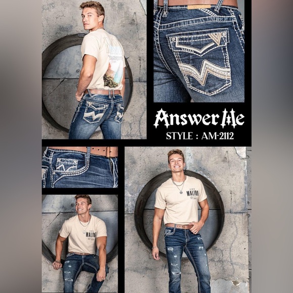 Men’s Western Answer Me Jeans Size 34/32 Straight Fit Denim New With Tags - Picture 7 of 7